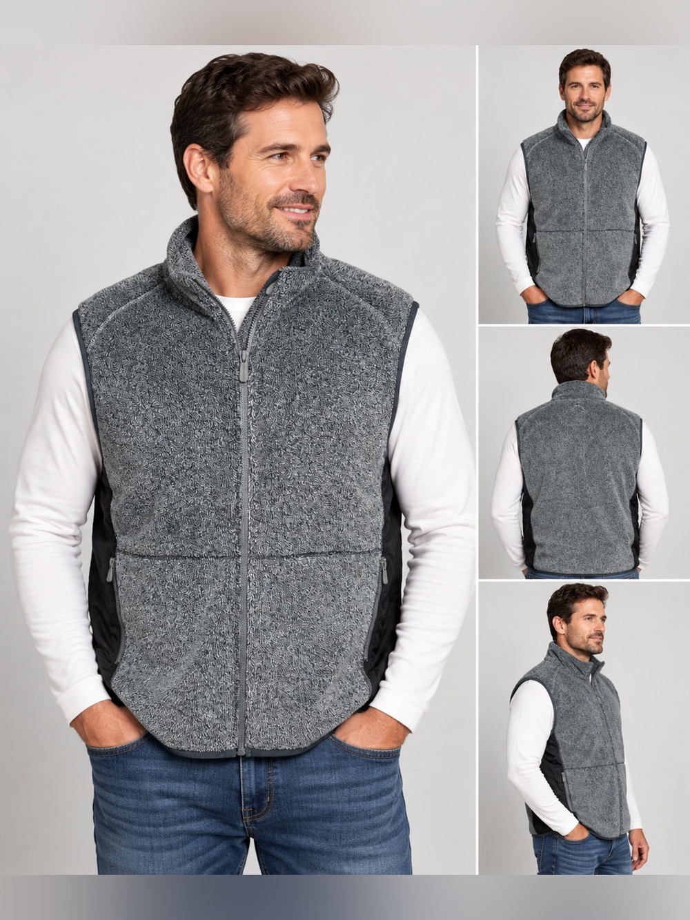 Tommy Bahama Men’s XL Gray Full Zip Fleece Vest